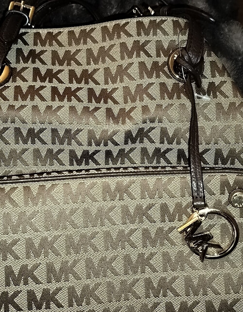 Michael Kors Signature MK Logo Tote in Brown